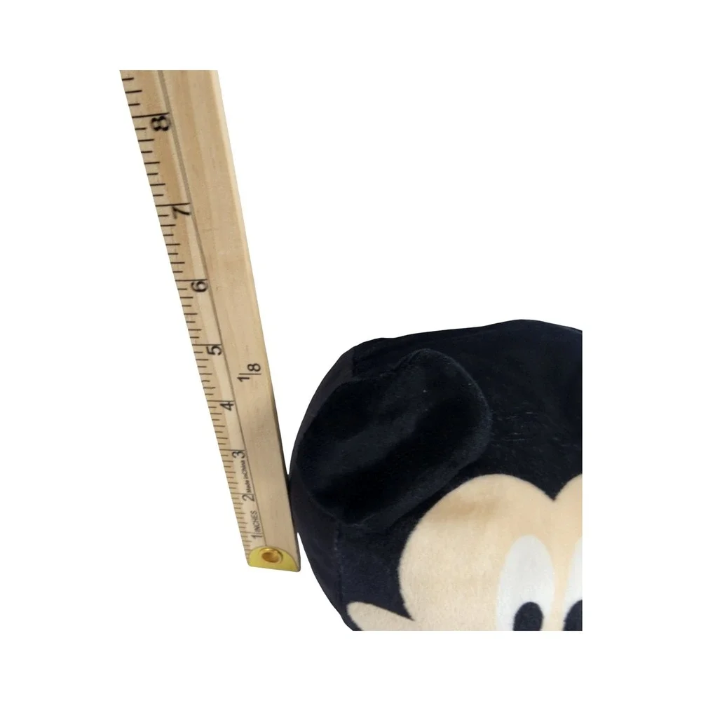 Disney Mickey Mouse Plush Head Squishy Round Pillow Black‎ Cream 5 Inch